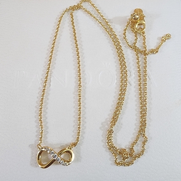 Pandora Sparkling Infinity Collier Necklace 14k gold plating - Picture 6 of 7